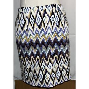 Reserved Skirt With Multicolored Abstract Pattern EUR 34 US 6 Side Zip W/ Loops